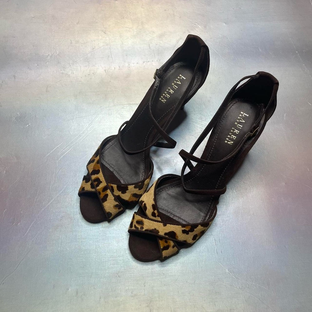Vintage leopard print strappy heels